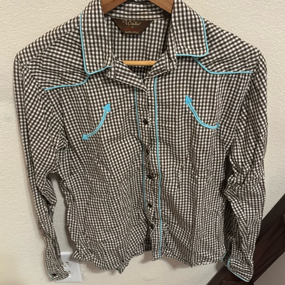 Vintage “Walls” Ranch Wear Long Sleeve Snap Western Shirt Size S